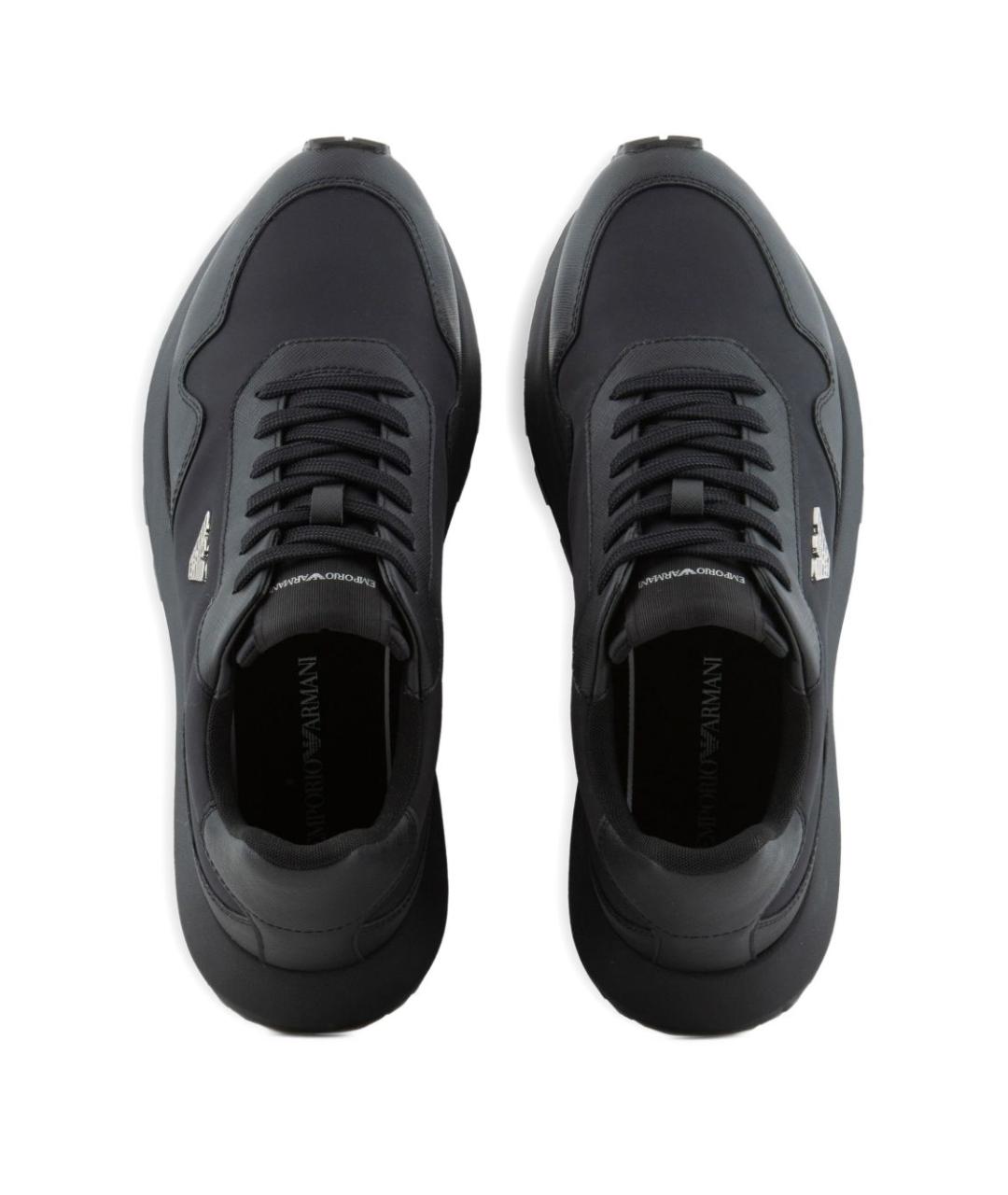 EMPORIO ARMANI Черные синтетические низкие кроссовки / кеды, фото 3