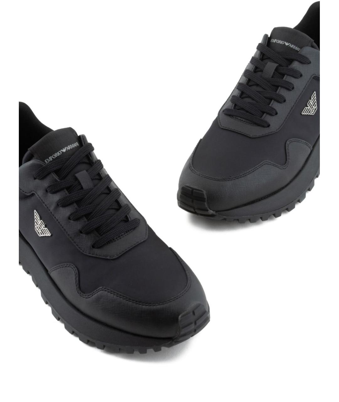 EMPORIO ARMANI Черные синтетические низкие кроссовки / кеды, фото 5