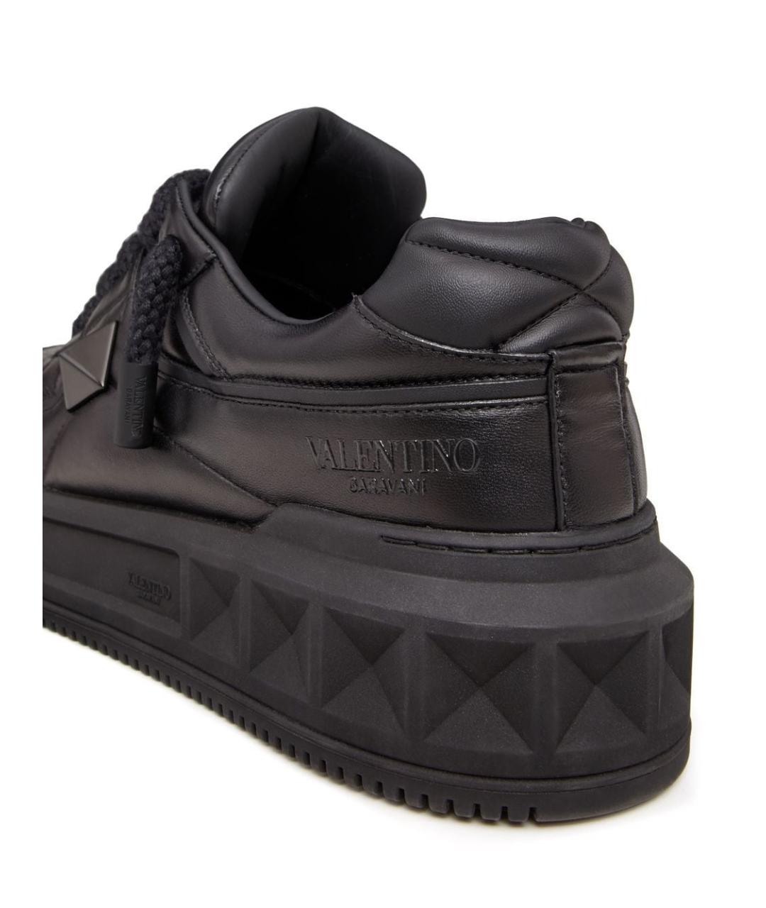VALENTINO Черные кожаные низкие кроссовки / кеды, фото 5
