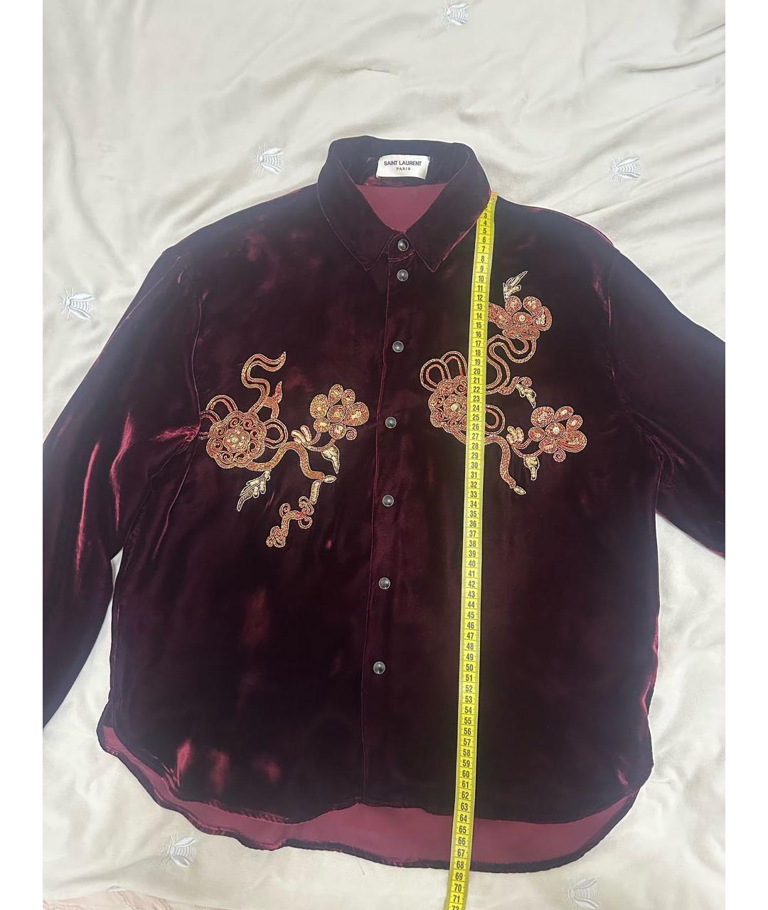 SAINT LAURENT Бордовая бархатная рубашка, фото 5