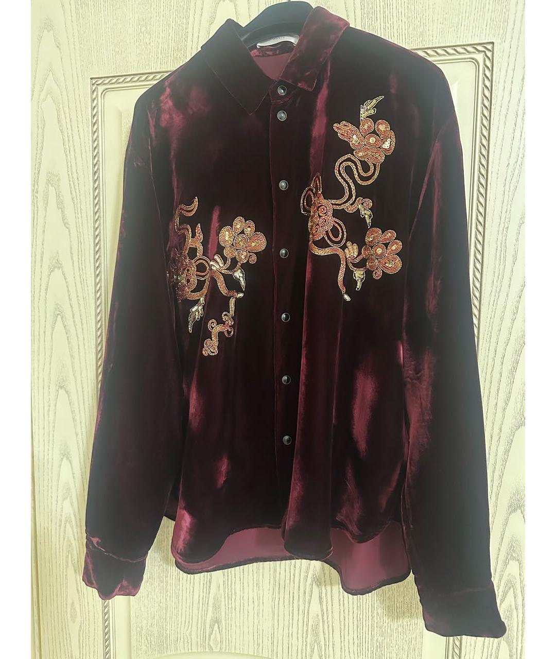 SAINT LAURENT Бордовая бархатная рубашка, фото 9