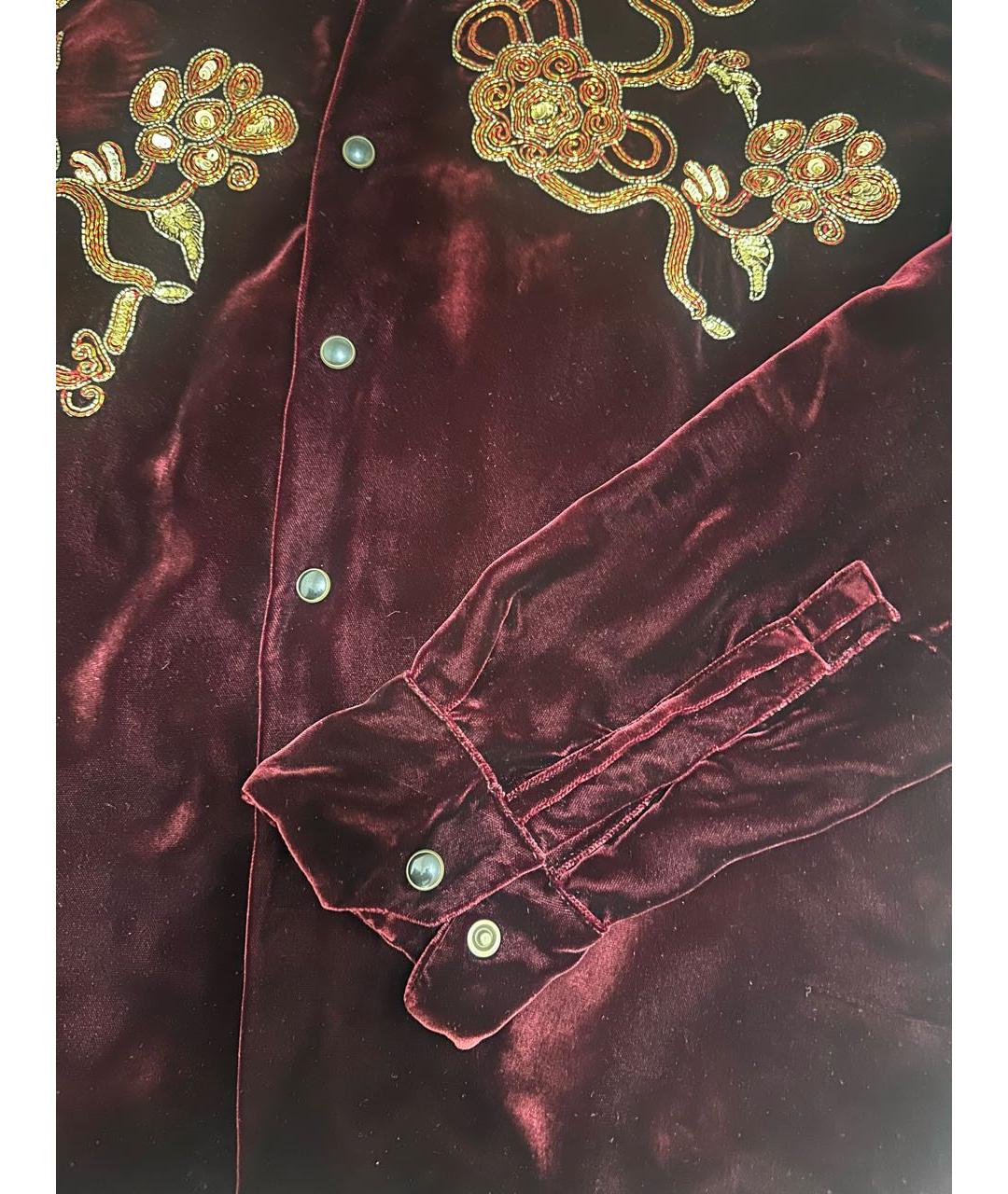 SAINT LAURENT Бордовая бархатная рубашка, фото 4