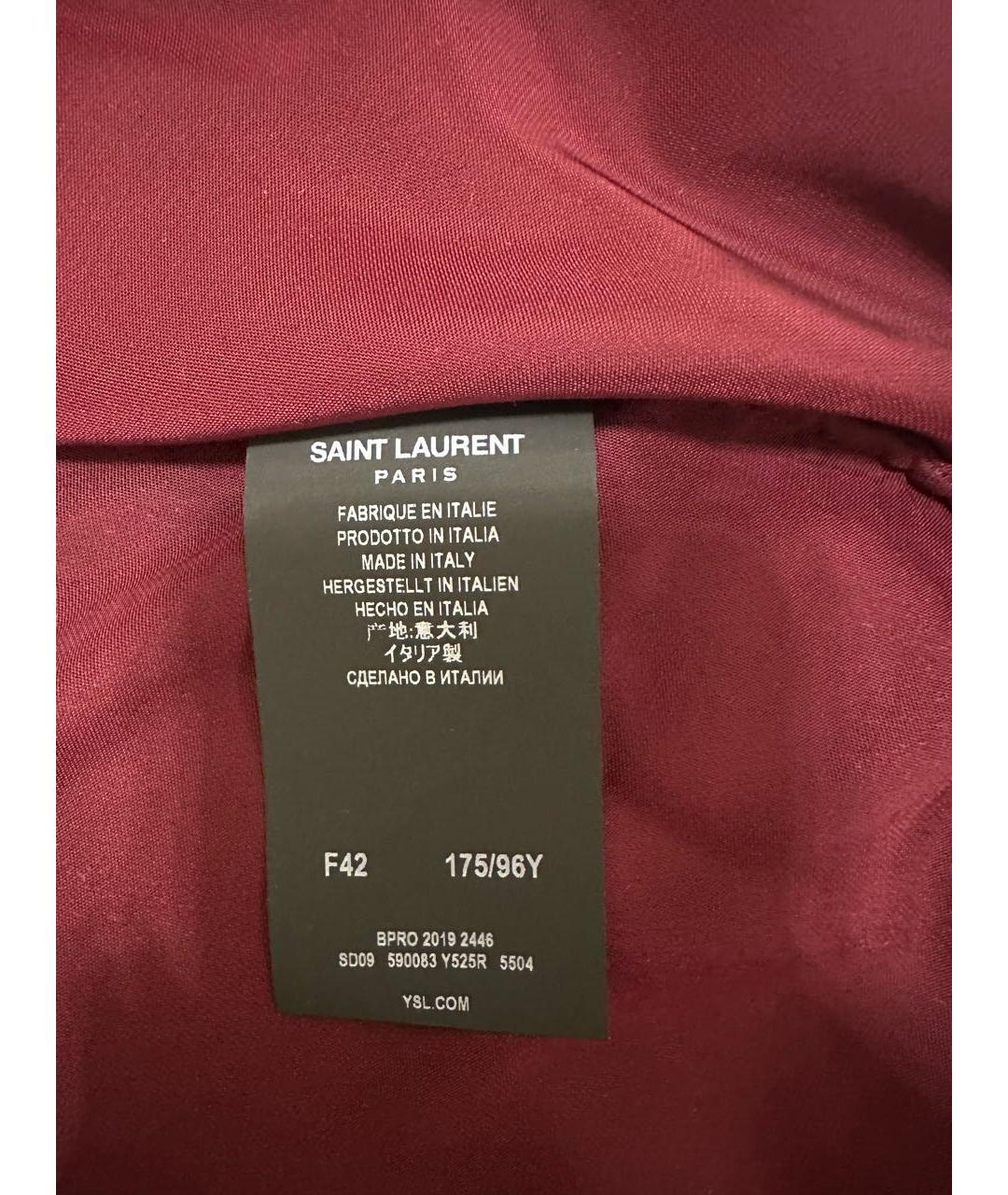 SAINT LAURENT Бордовая бархатная рубашка, фото 8