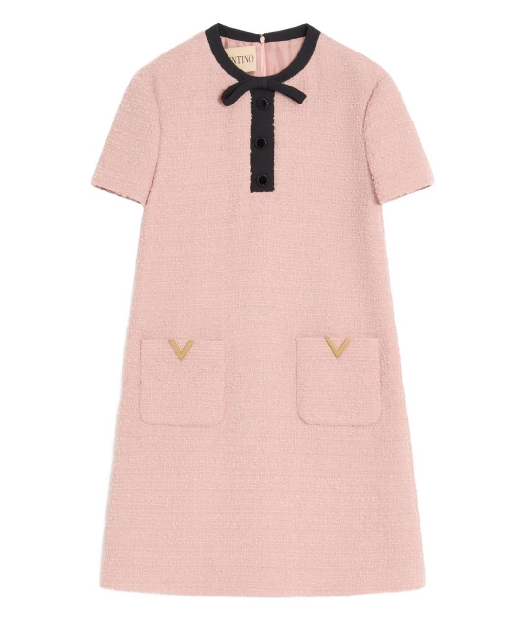 VALENTINO Розовое шерстяное повседневное платье, фото 1