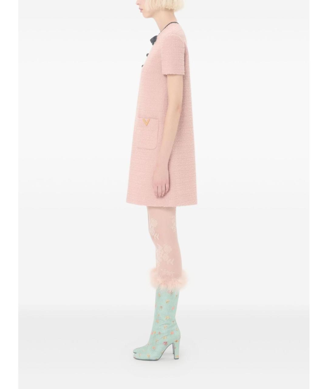 VALENTINO Розовое шерстяное повседневное платье, фото 5