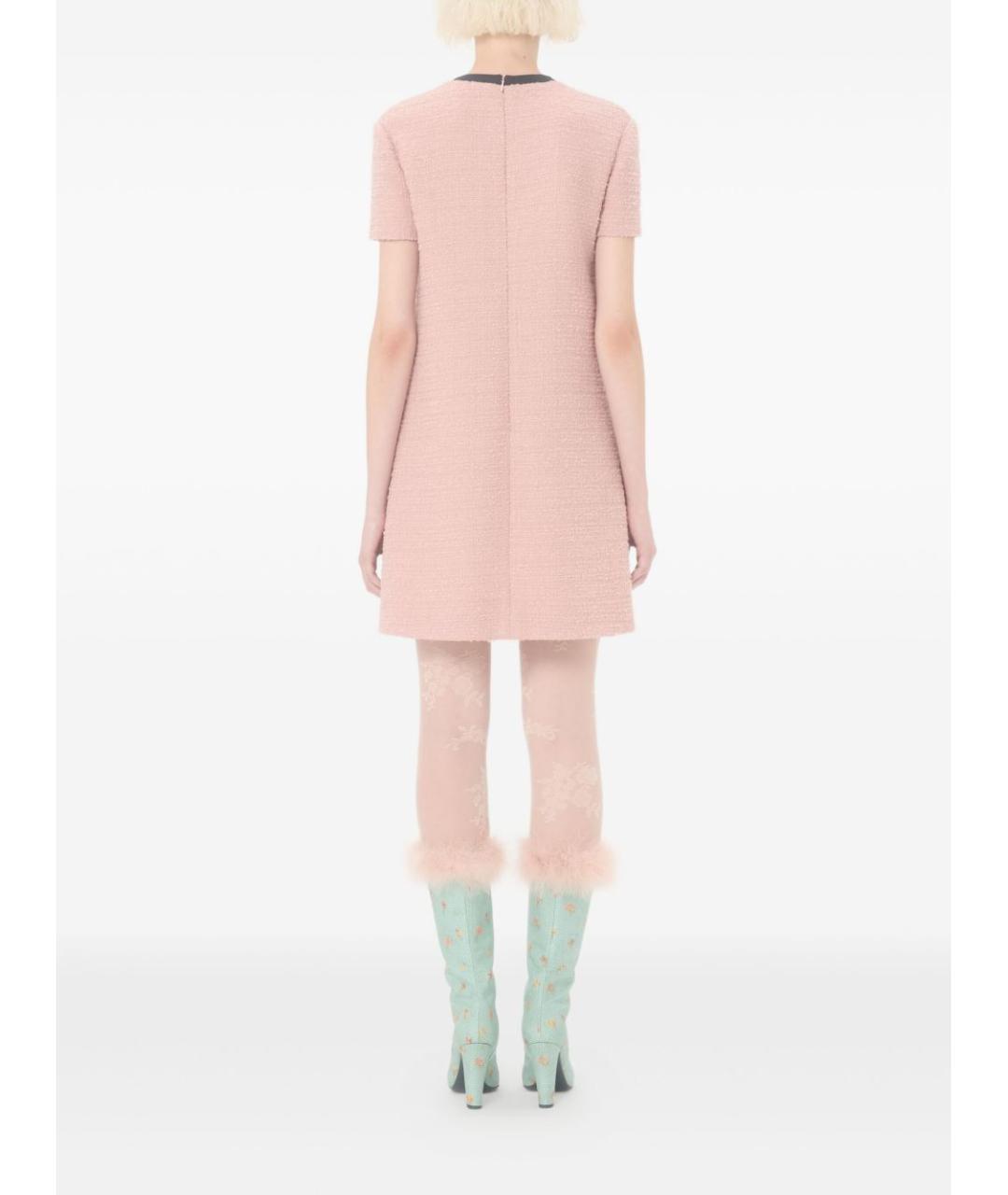 VALENTINO Розовое шерстяное повседневное платье, фото 4