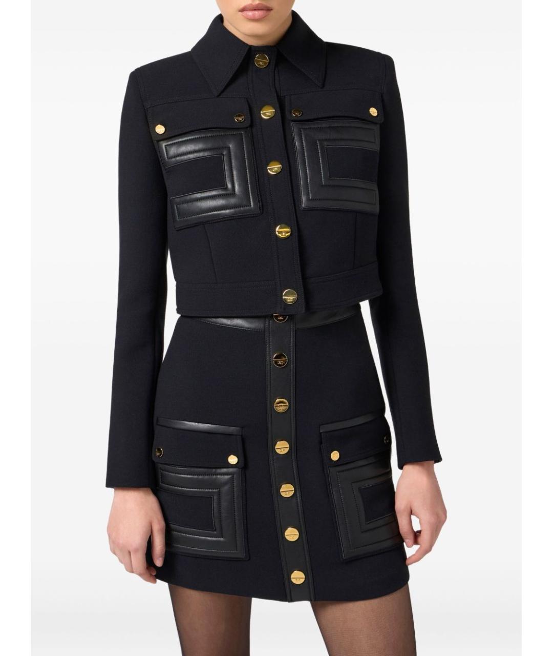 ELISABETTA FRANCHI Черная полиэстеровая куртка, фото 2