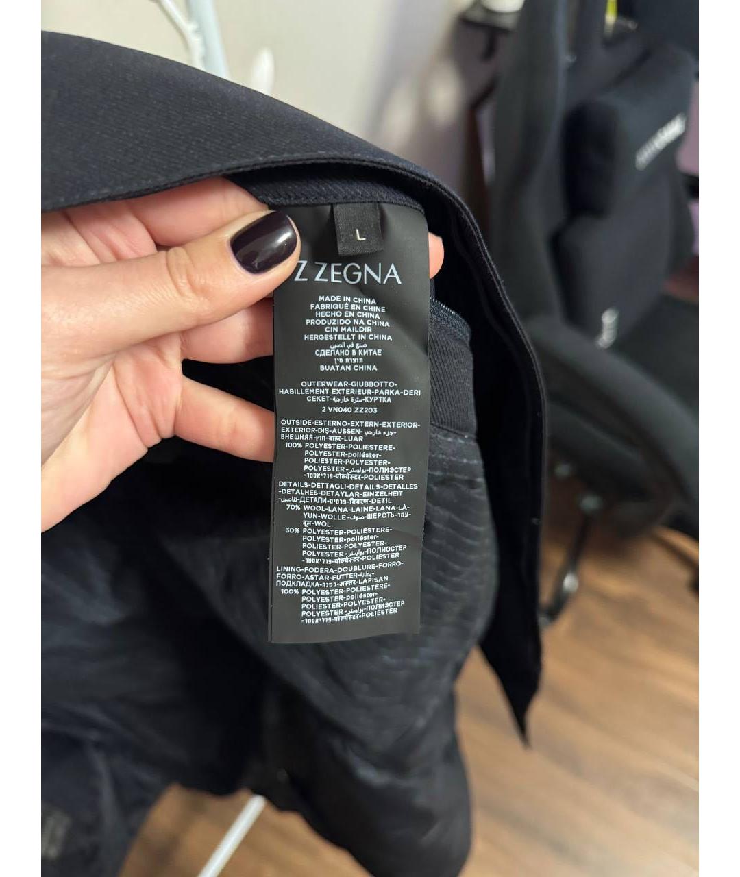 ZZEGNA Темно-синее полиэстеровое пальто, фото 4