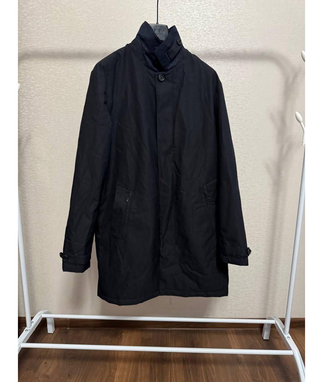 ZZEGNA Темно-синее полиэстеровое пальто, фото 6