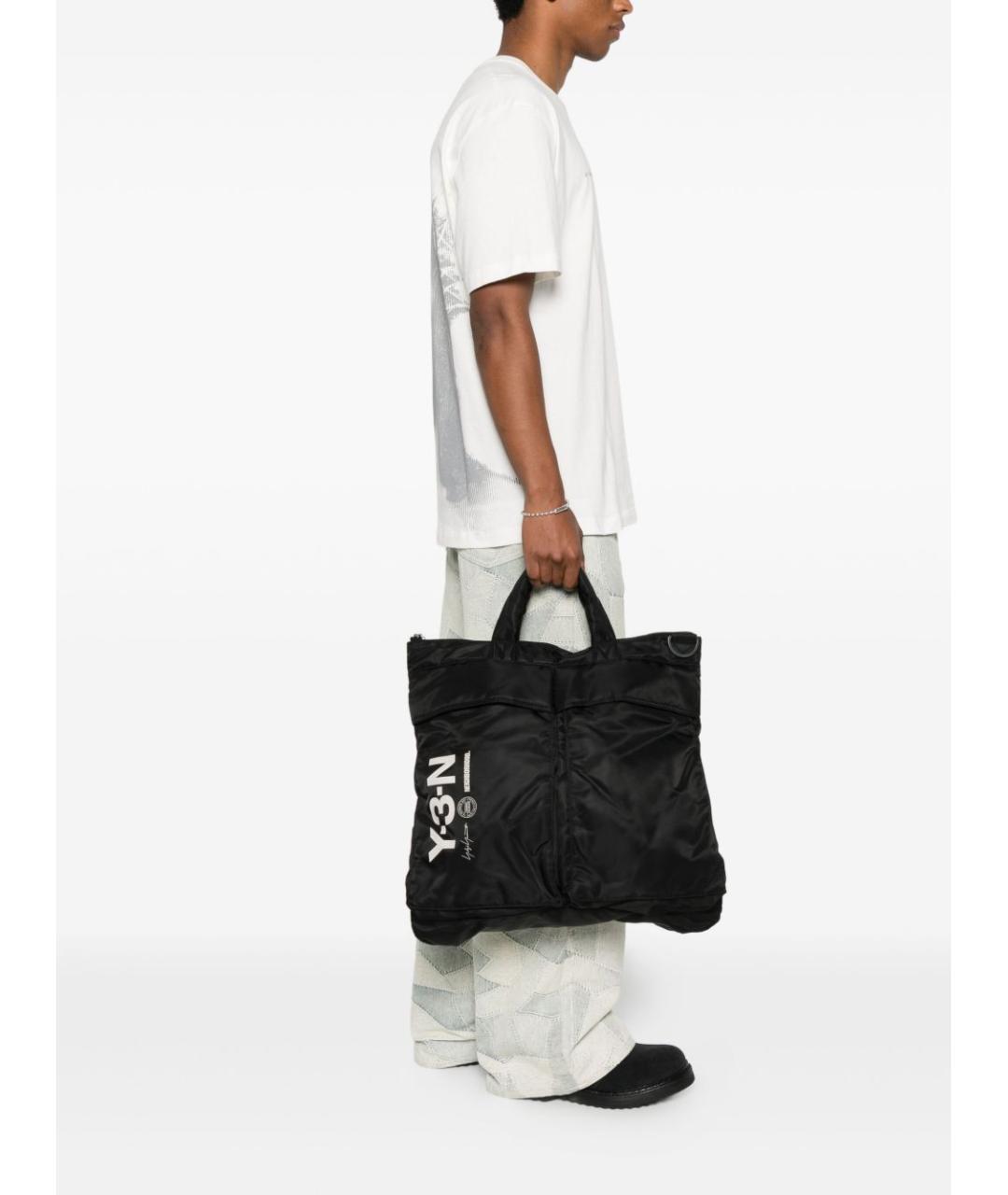 Y-3 Черная синтетическая сумка тоут, фото 5