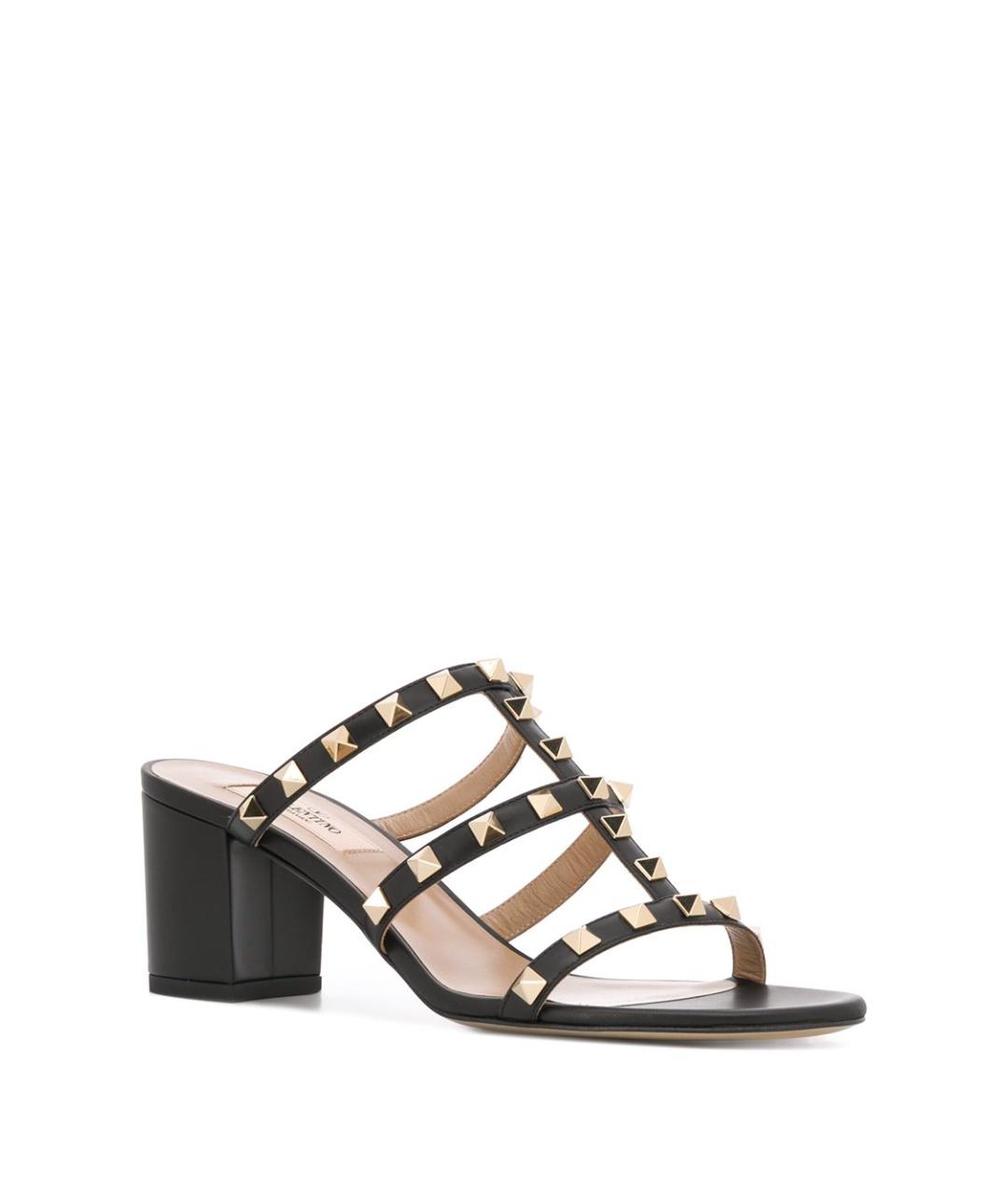 VALENTINO Черные кожаные сандалии, фото 4