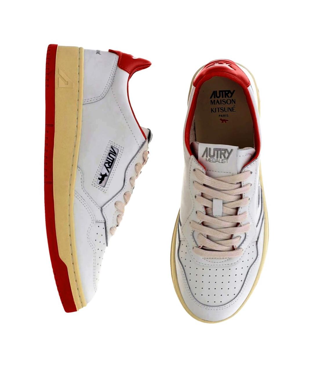 AUTRY Красные кожаные низкие кроссовки / кеды, фото 3