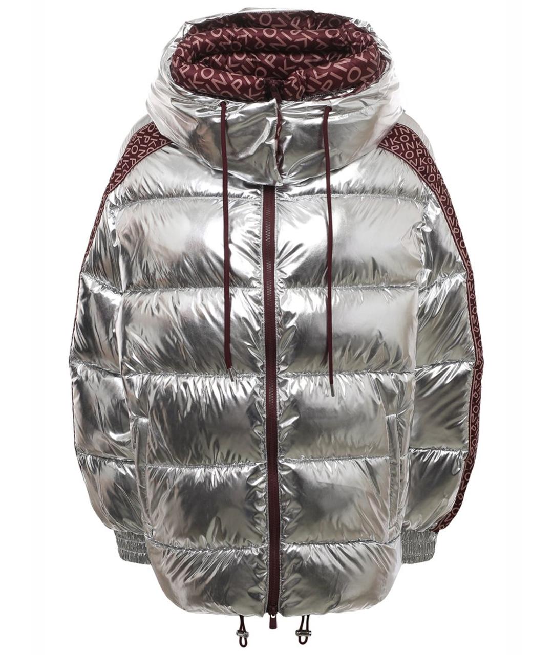 PINKO Серебряная полиуретановая куртка, фото 1