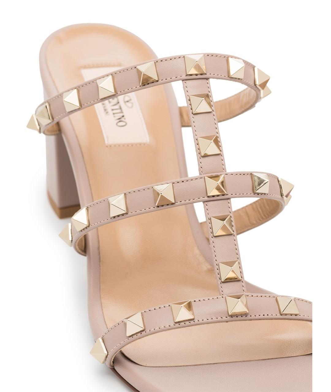 VALENTINO Бежевые кожаные босоножки, фото 3