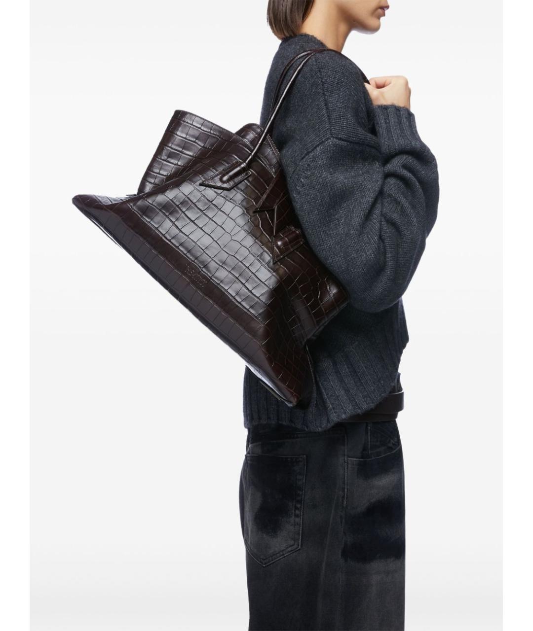 THE ATTICO Коричневая кожаная сумка тоут, фото 4