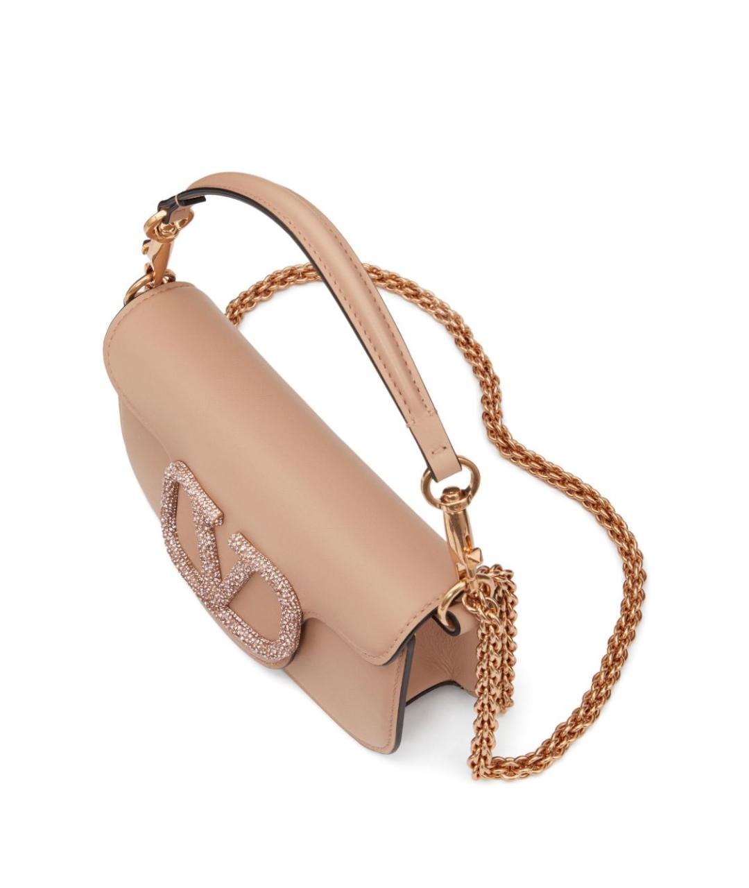 VALENTINO Розовая кожаная сумка через плечо, фото 3