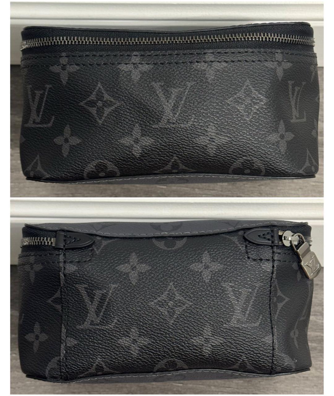 LOUIS VUITTON Черная кожаная косметичка, фото 3