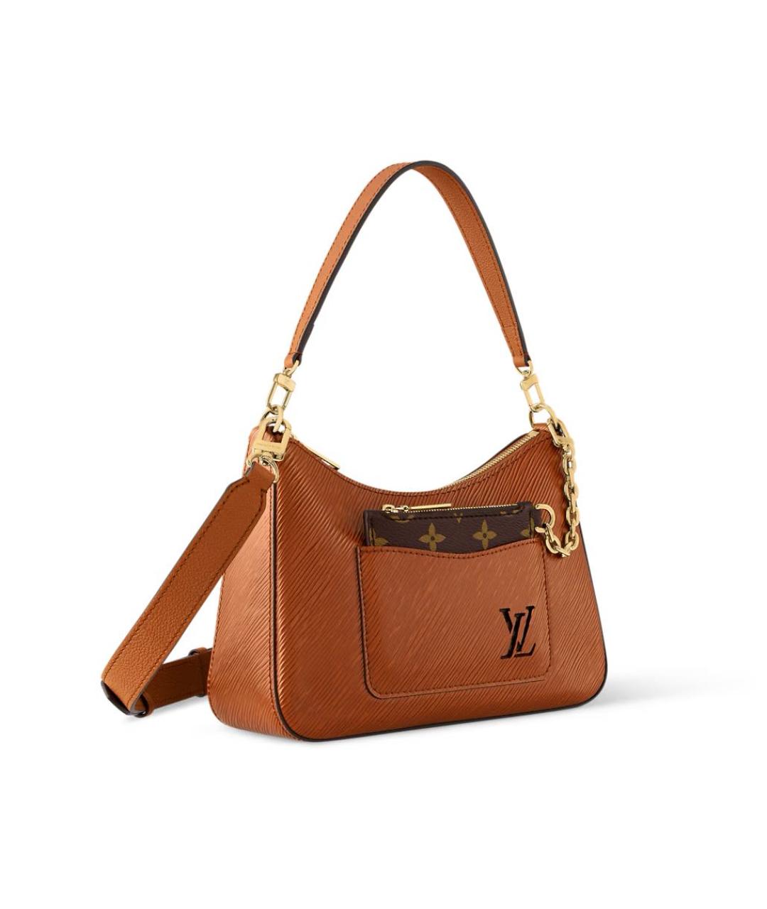 LOUIS VUITTON Коричневая кожаная сумка через плечо, фото 3