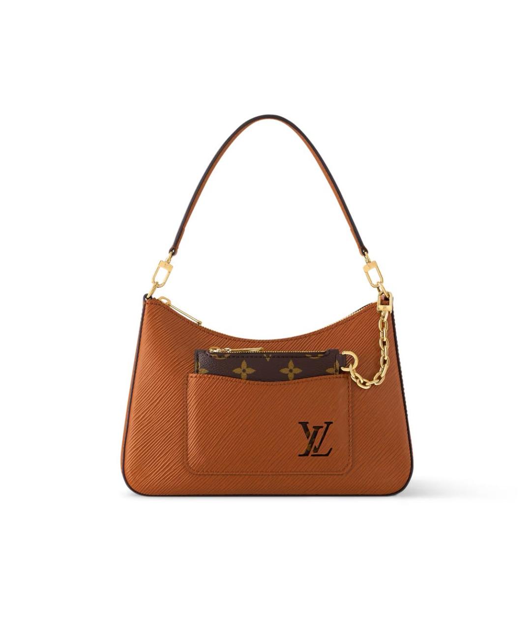 LOUIS VUITTON Коричневая кожаная сумка через плечо, фото 6