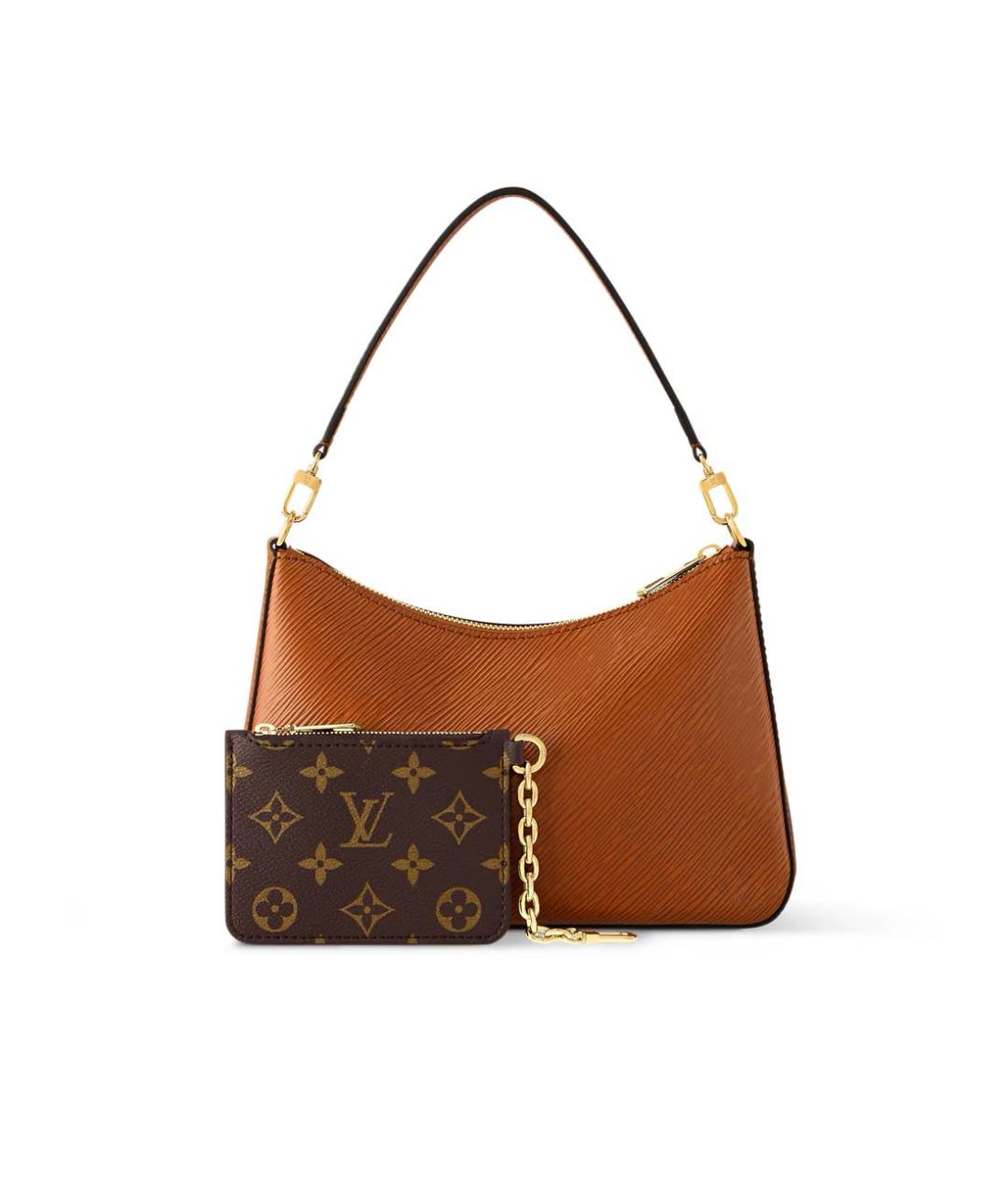 LOUIS VUITTON Коричневая кожаная сумка через плечо, фото 5