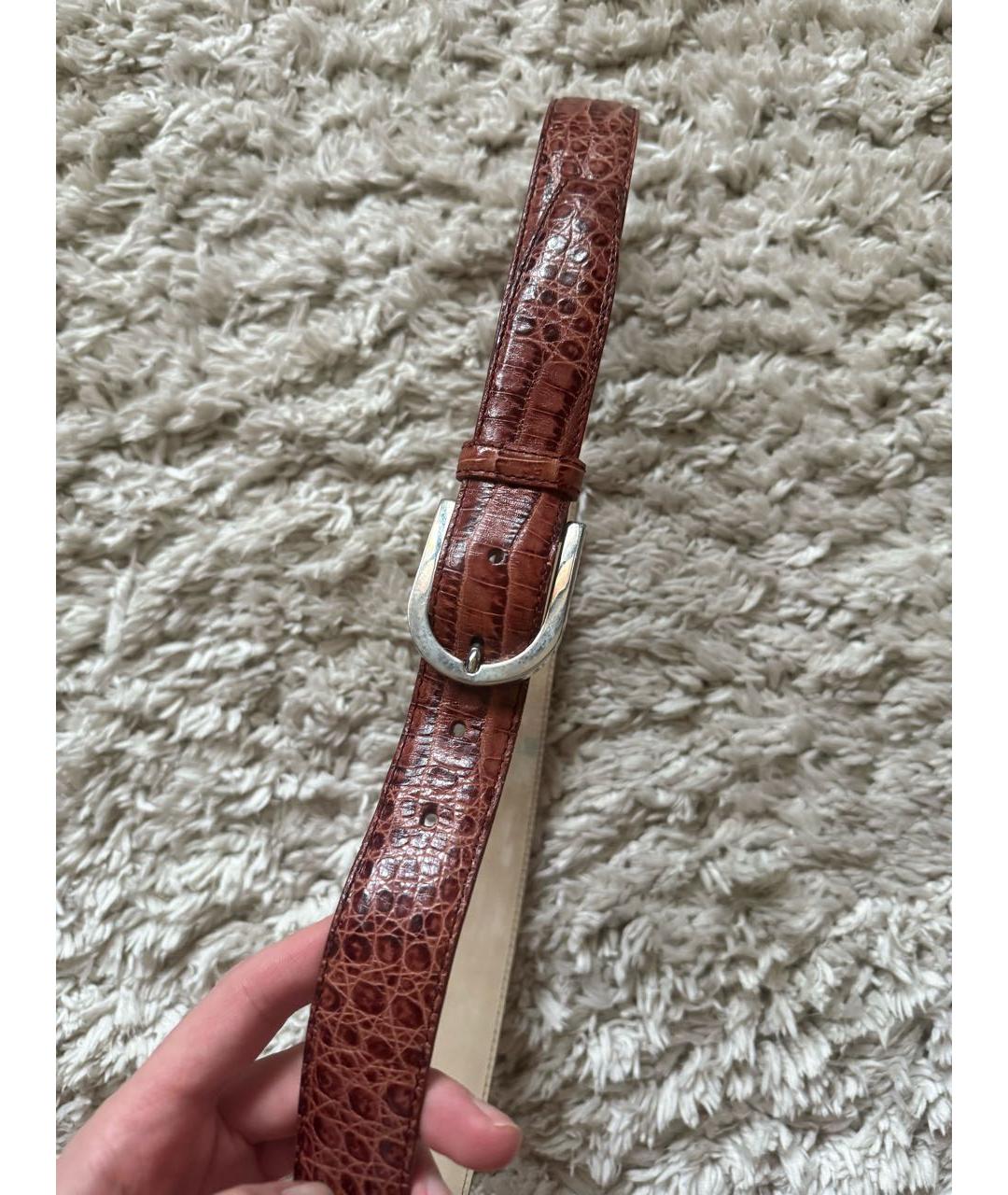 BRIONI Коричневый ремень из экзотической кожи, фото 6
