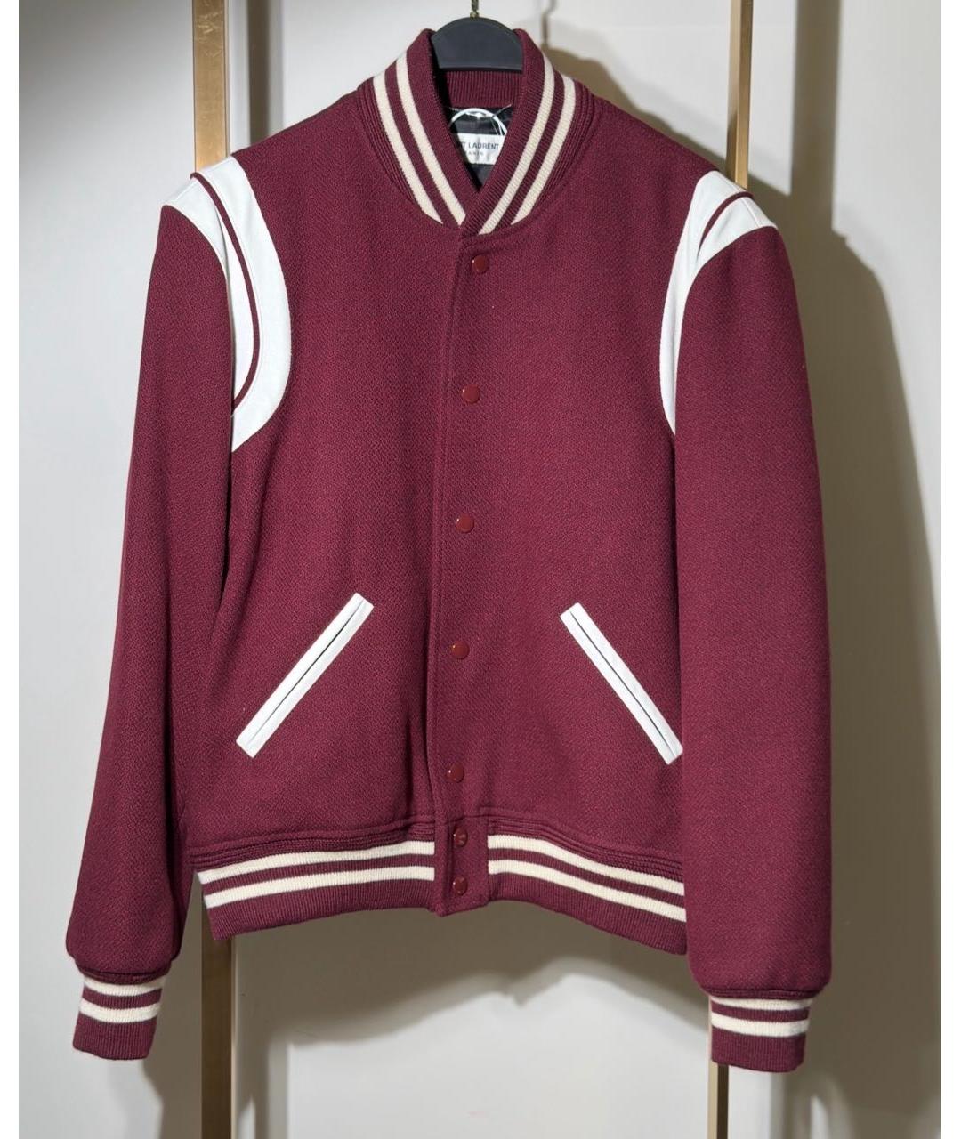 SAINT LAURENT Бордовая шерстяная куртка, фото 8