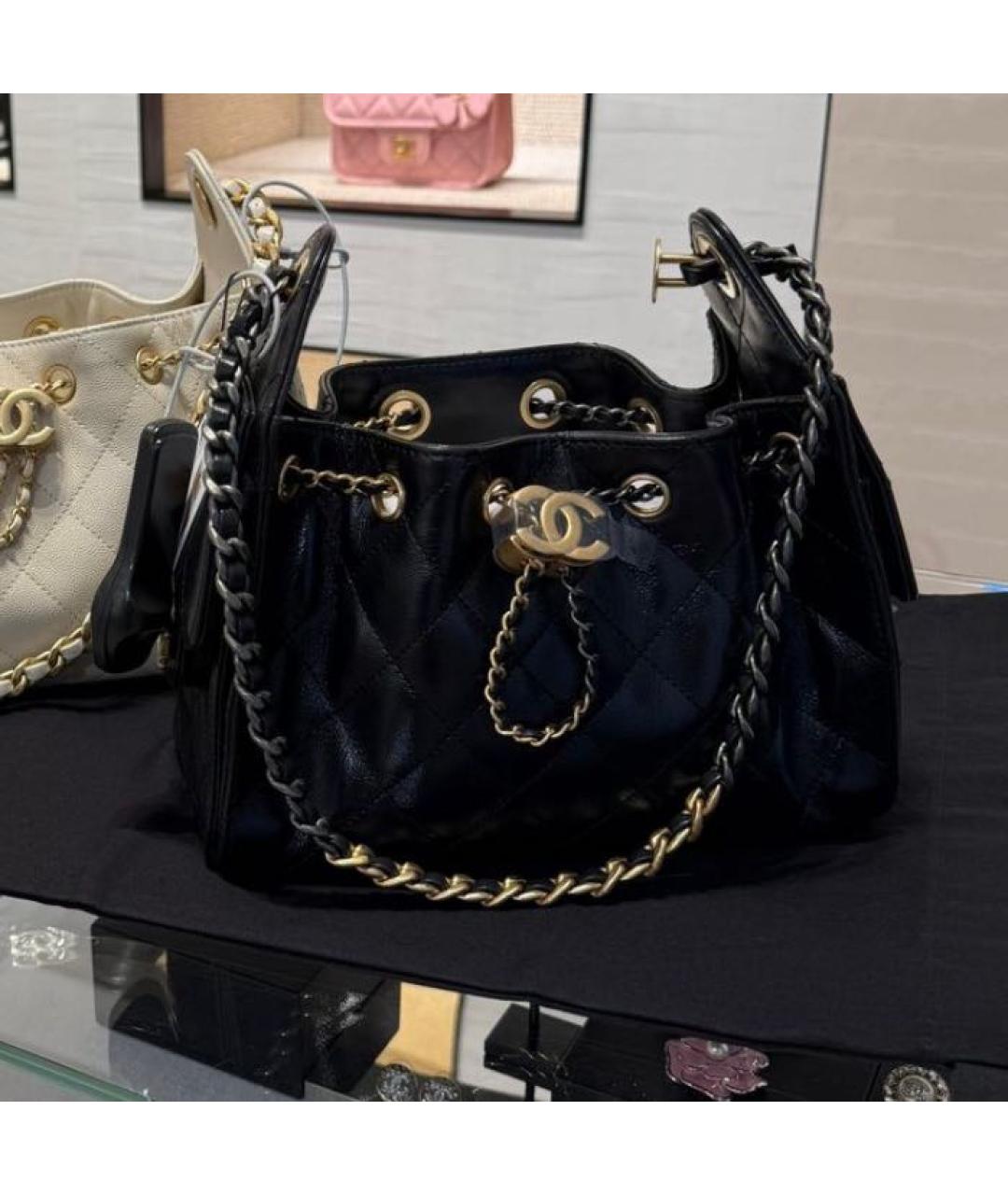 CHANEL Черная кожаная сумка через плечо, фото 3