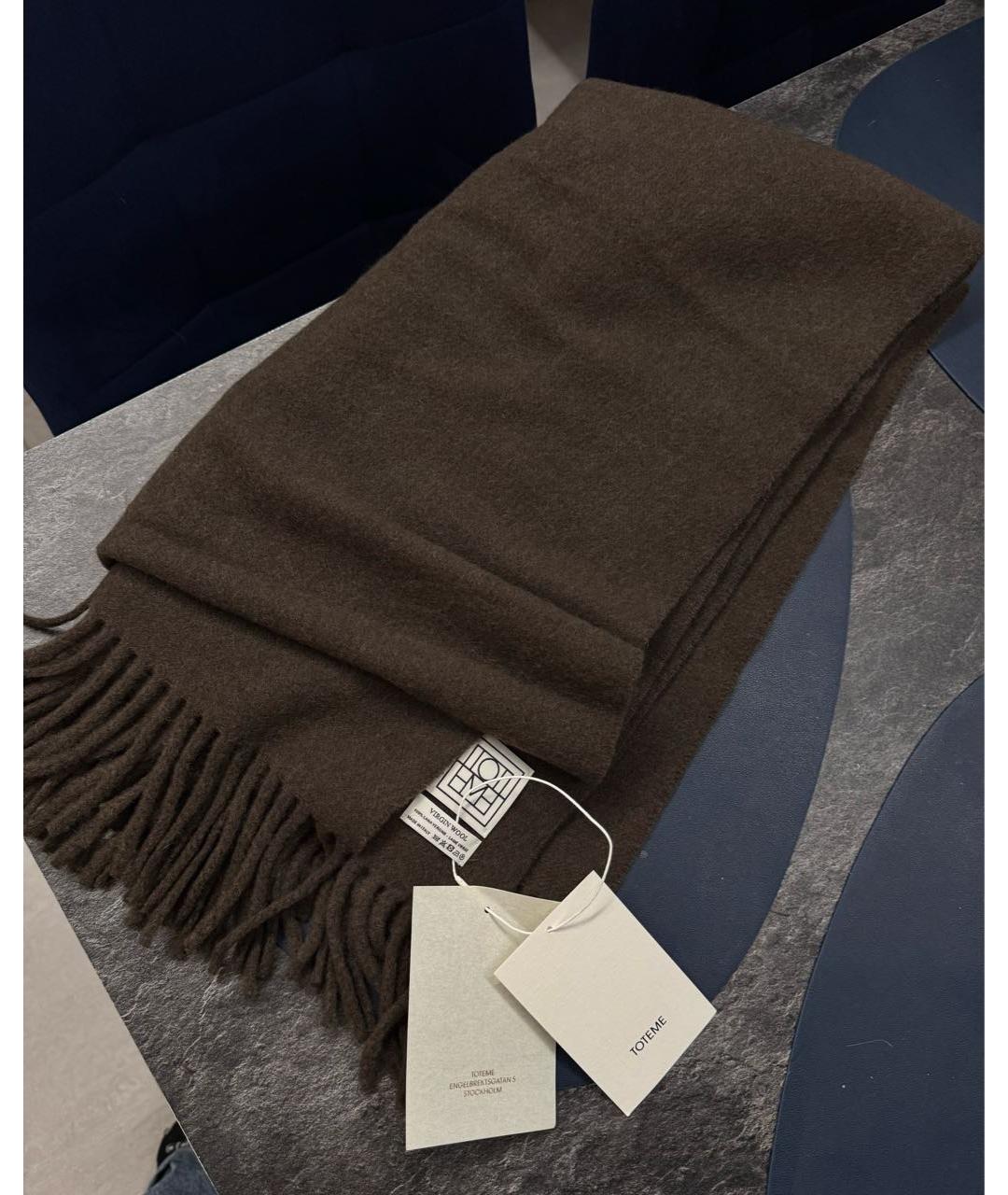 TOTEME Коричневый кашемировый шарф, фото 4