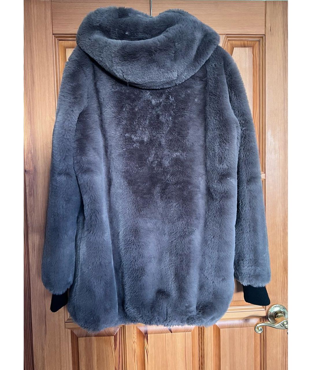 PINKO Серая полиэстеровая шуба, фото 2