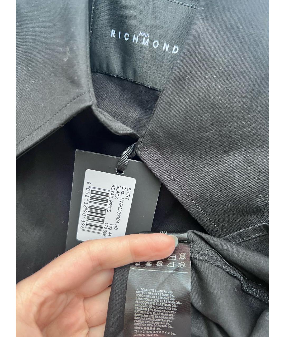 JOHN RICHMOND Черная хлопковая рубашка, фото 3