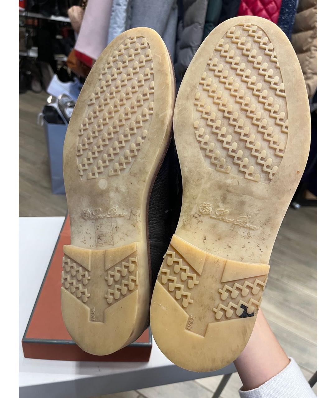 LORO PIANA Коричневые кожаные низкие ботинки, фото 5