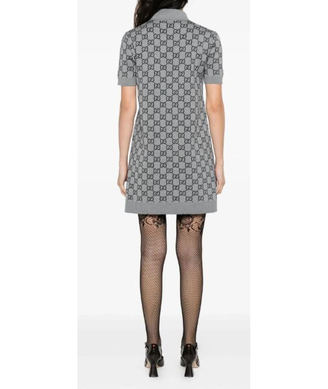 GUCCI Серое шерстяное повседневное платье, фото 2