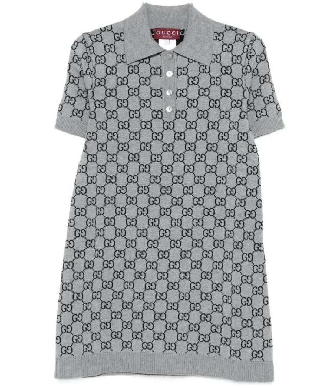 GUCCI Серое шерстяное повседневное платье, фото 1