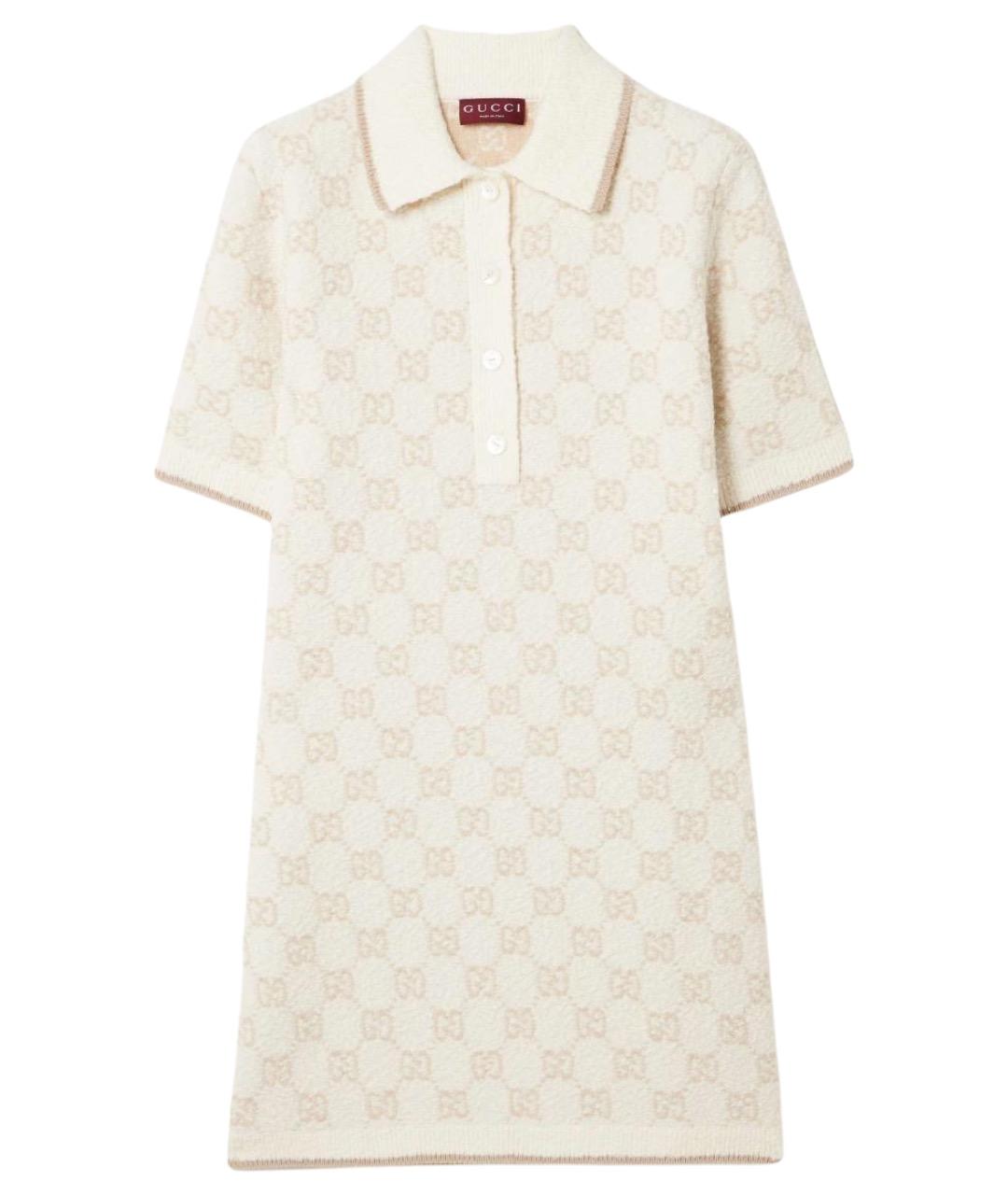 GUCCI Белое шерстяное повседневное платье, фото 1