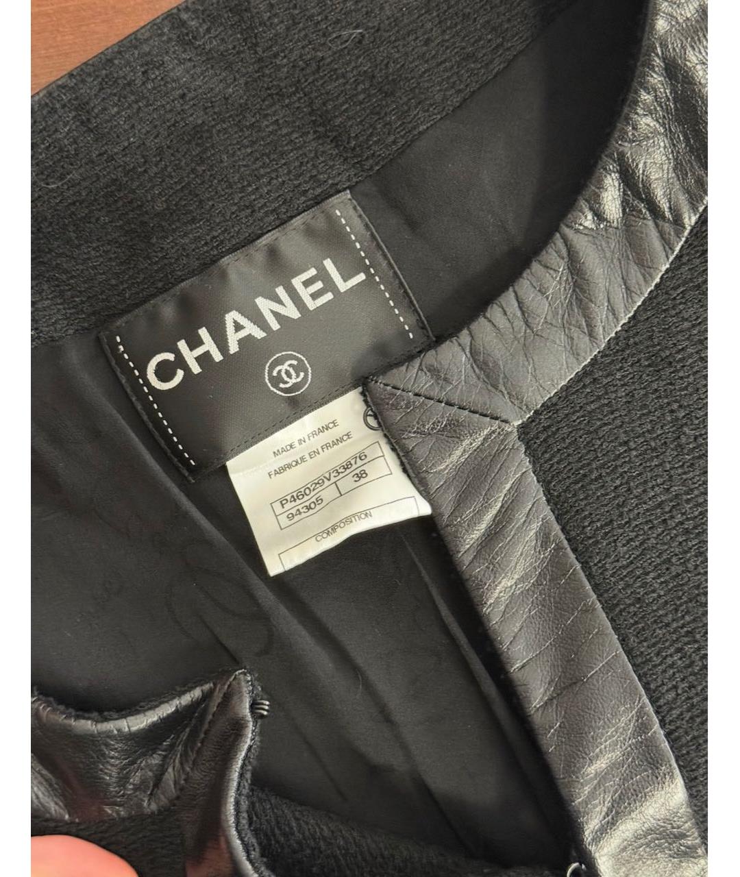 CHANEL Черный шерстяной жакет/пиджак, фото 3