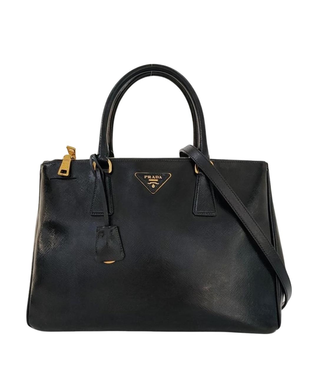 PRADA Черная кожаная сумка с короткими ручками, фото 1