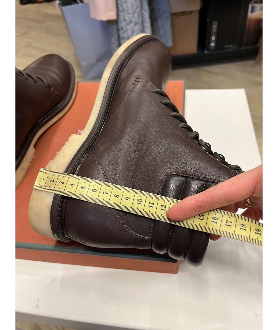 LORO PIANA Коричневые кожаные высокие ботинки, фото 2