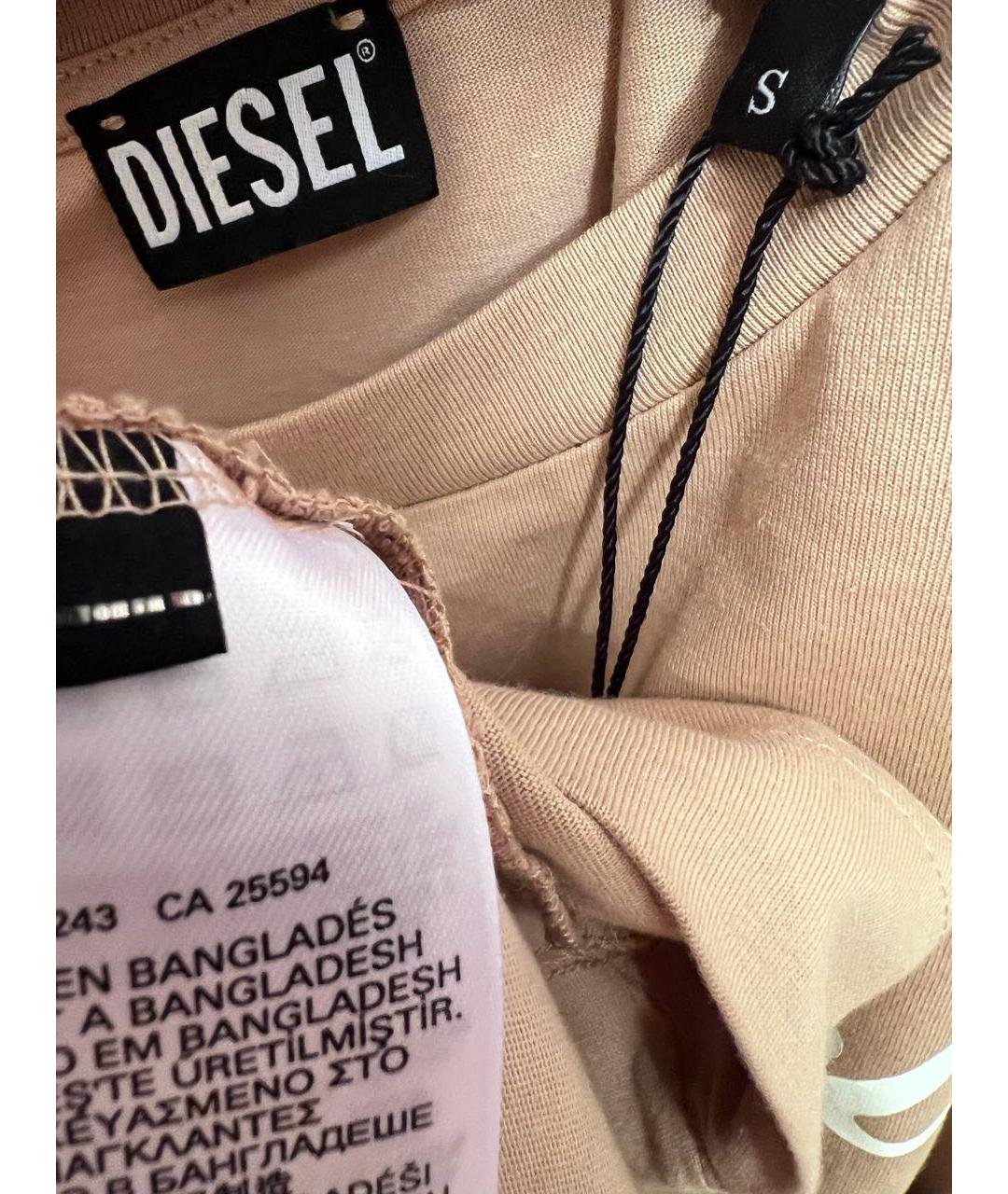 DIESEL Бежевое хлопко-эластановое повседневное платье, фото 3