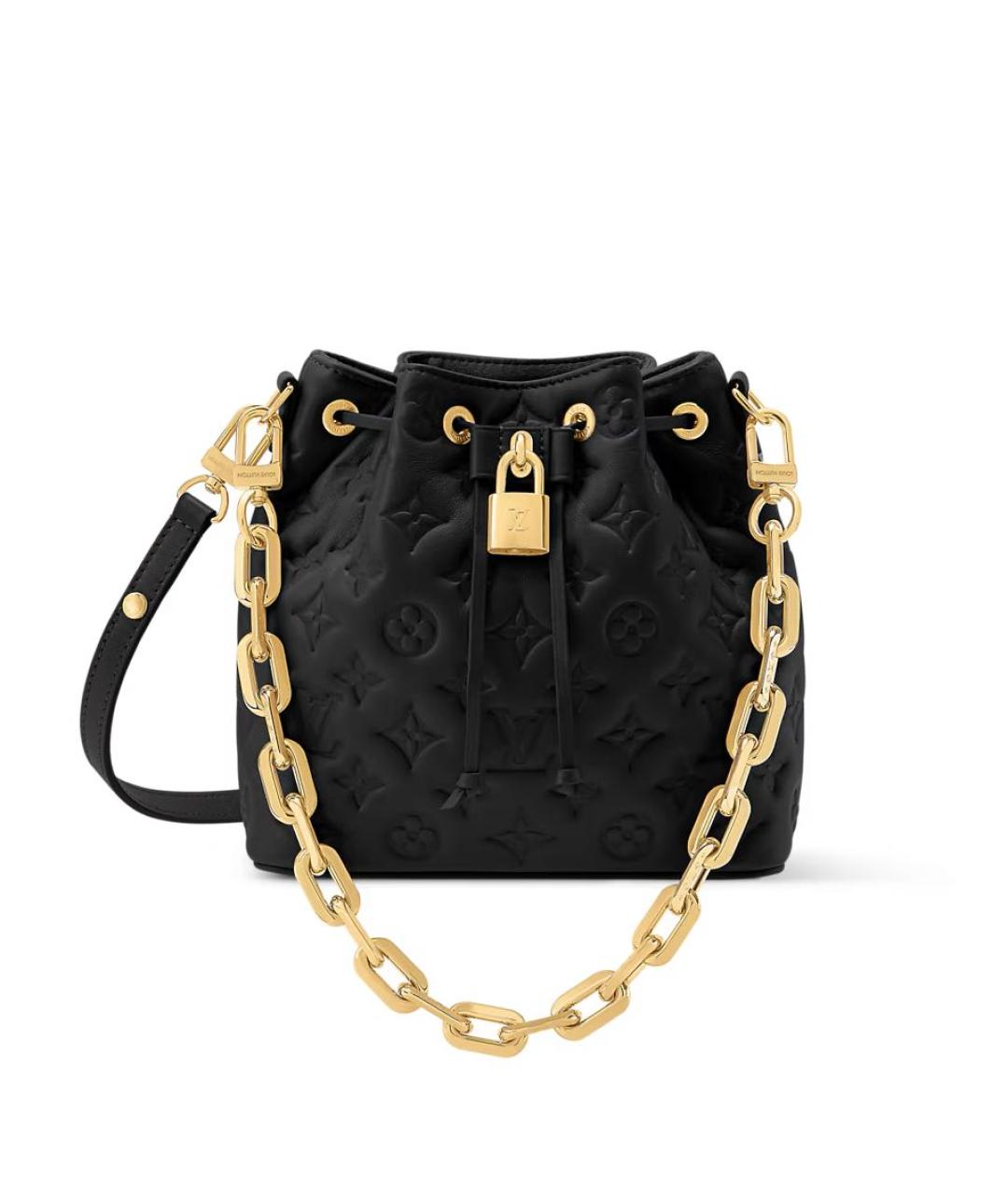 LOUIS VUITTON Черная кожаная сумка через плечо, фото 6