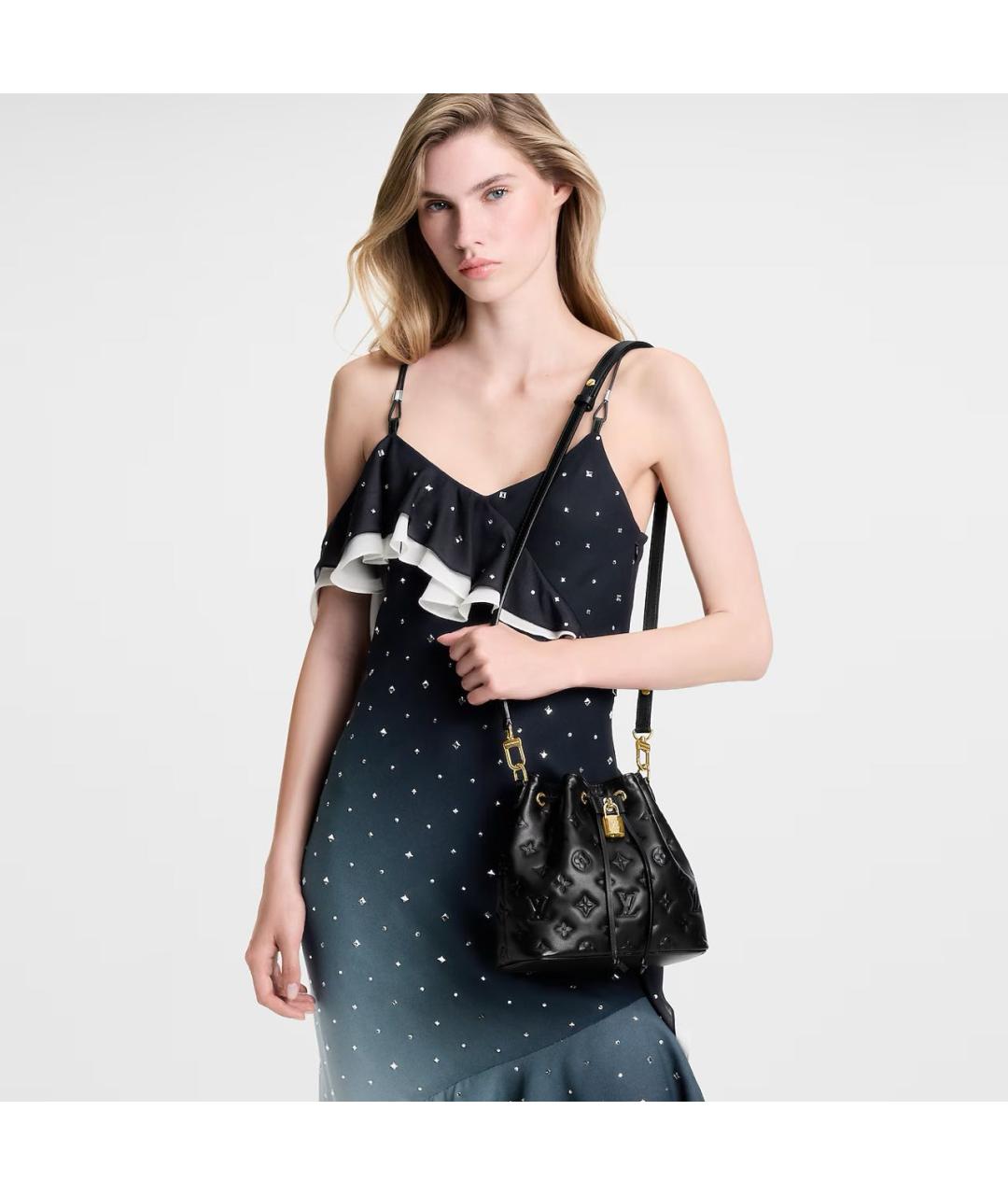 LOUIS VUITTON Черная кожаная сумка через плечо, фото 5