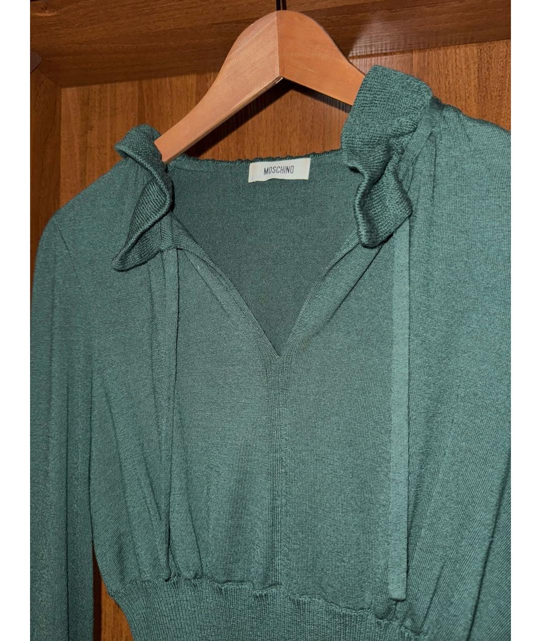 MOSCHINO Зеленый шерстяной джемпер / свитер, фото 3