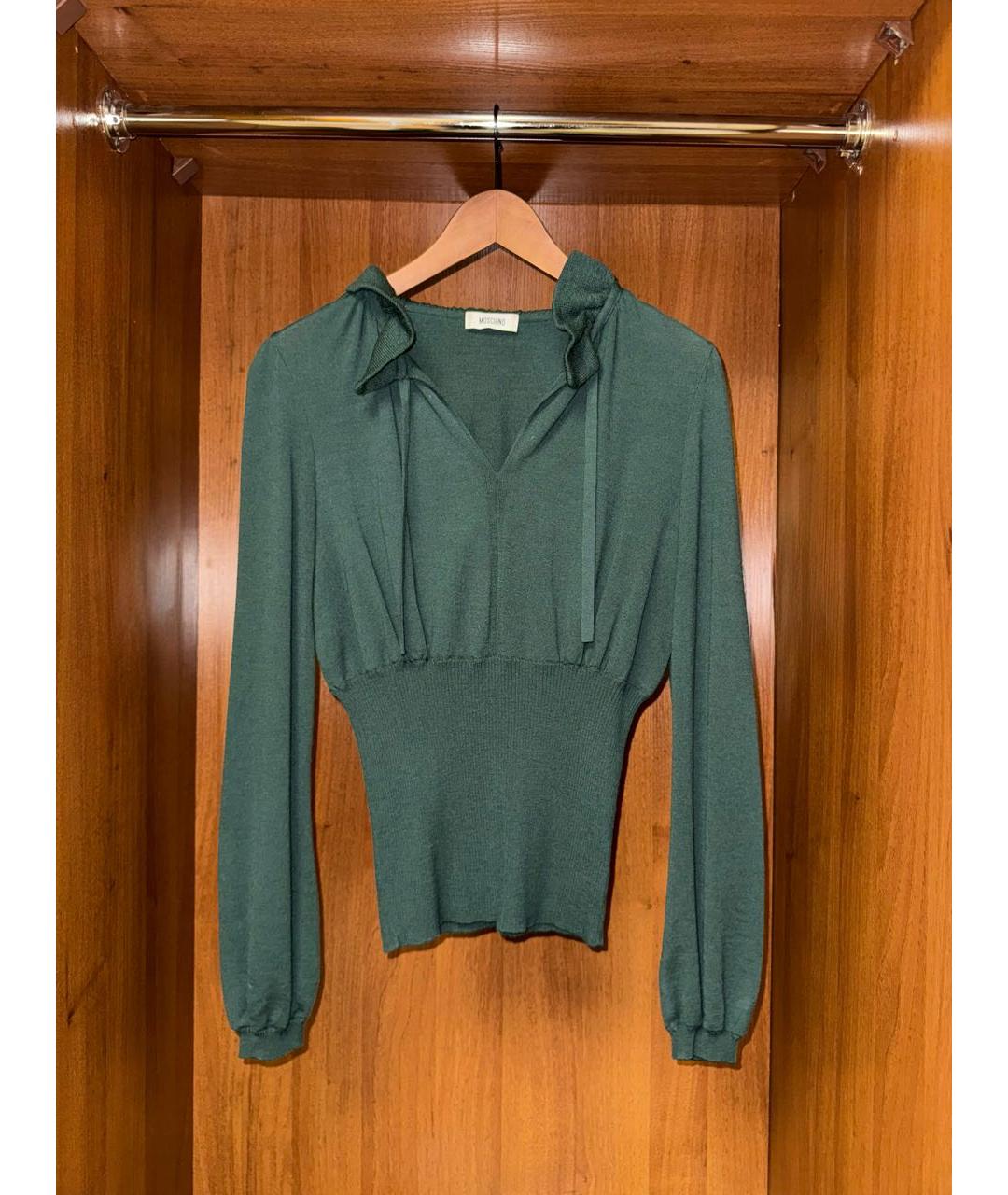 MOSCHINO Зеленый шерстяной джемпер / свитер, фото 4