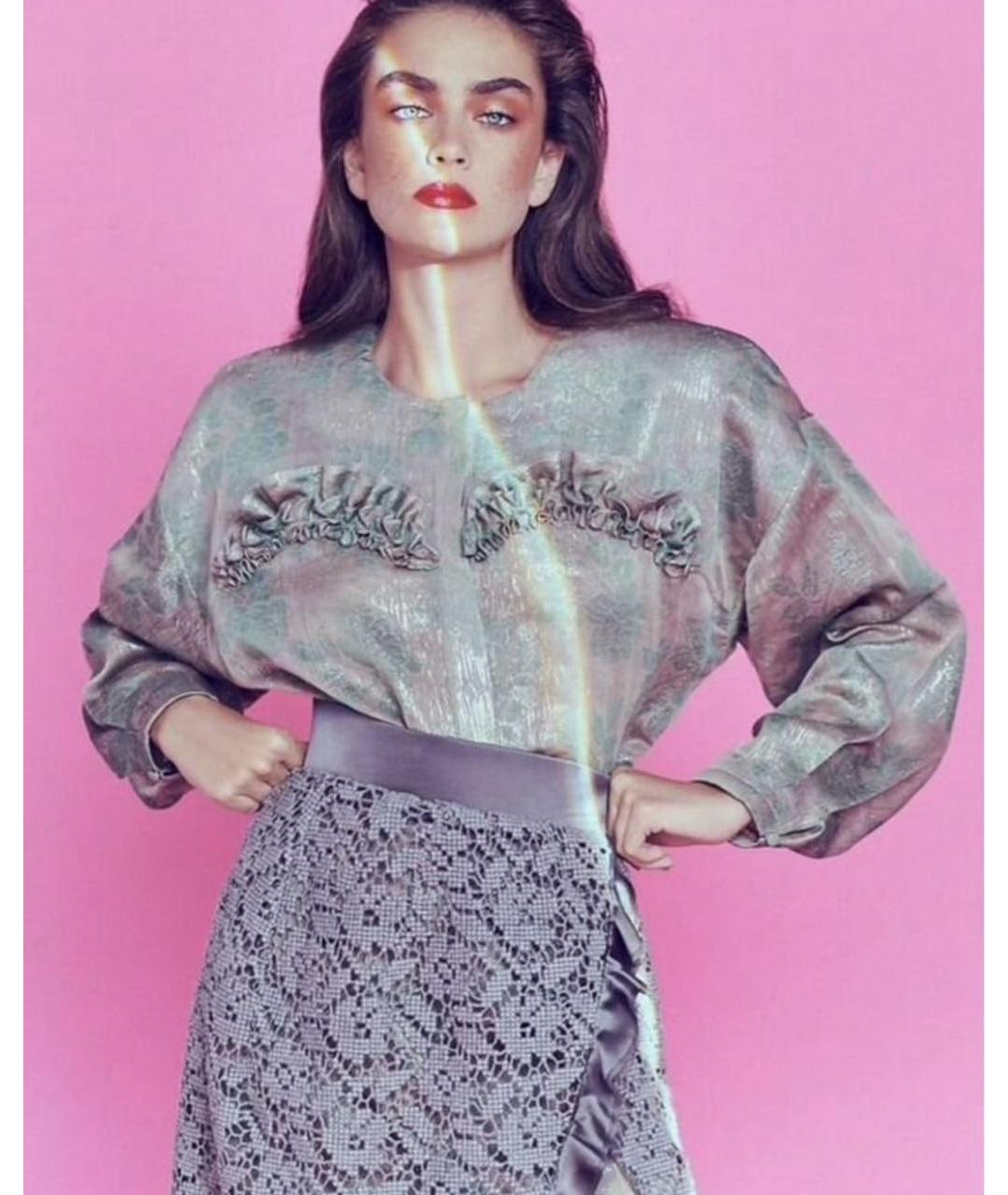 ULYANA SERGEENKO Серебряная хлопковая блузы, фото 6