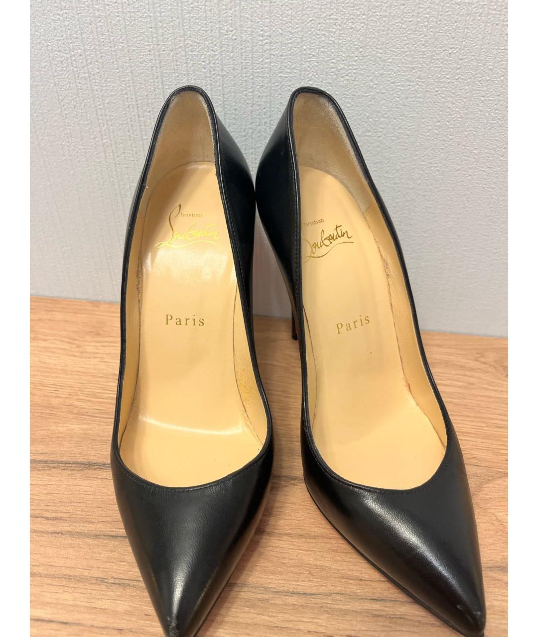 CHRISTIAN LOUBOUTIN Черные кожаные туфли, фото 3