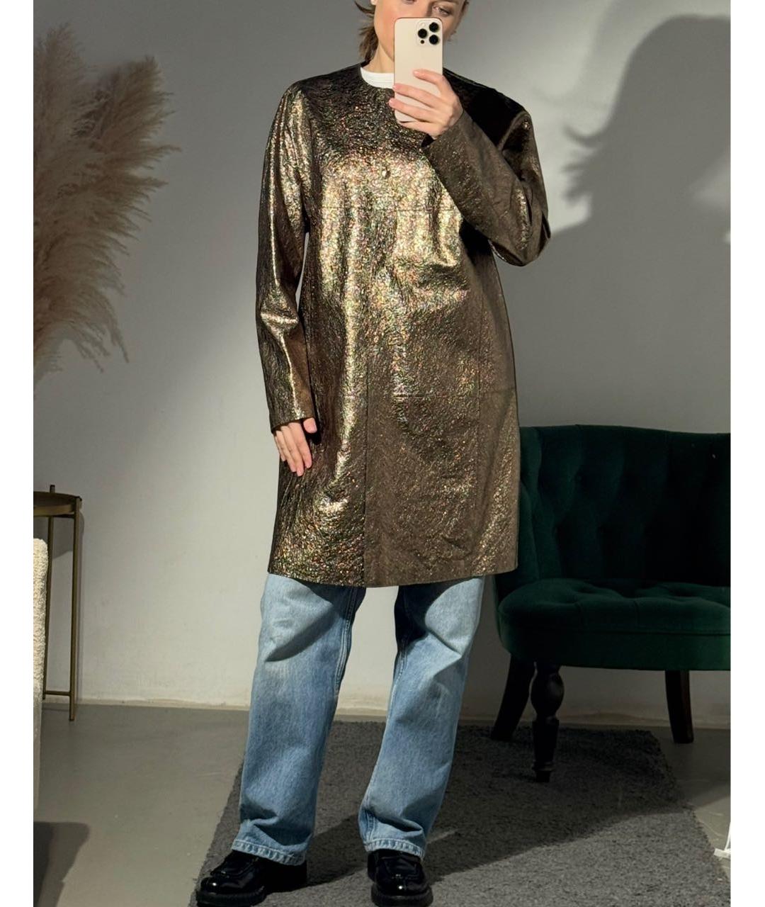FABIANA FILIPPI Золотое кожаное пальто, фото 6
