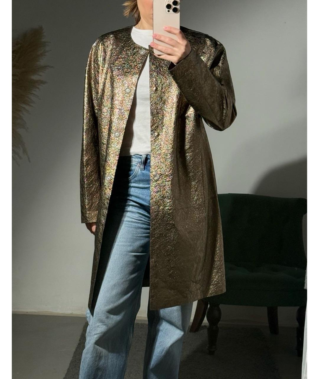 FABIANA FILIPPI Золотое кожаное пальто, фото 5