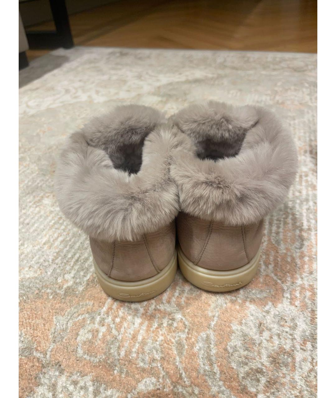 SANTONI Серые кожаные лоферы, фото 5