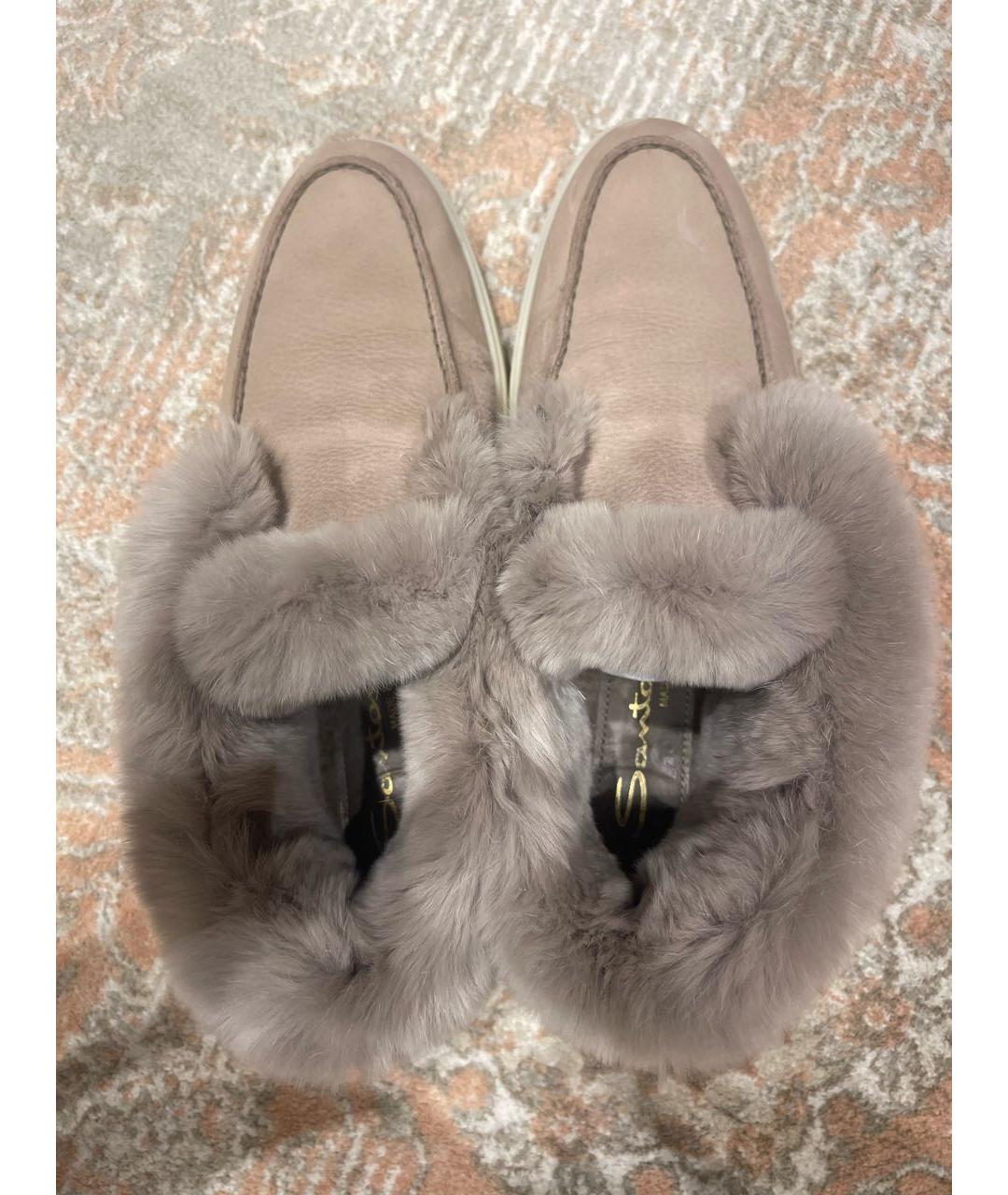 SANTONI Серые кожаные лоферы, фото 4