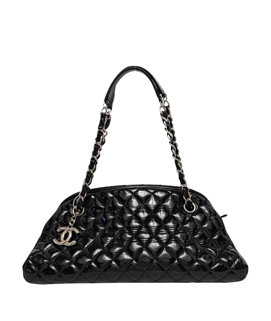 CHANEL Черная сумка через плечо из лакированной кожи, фото 1