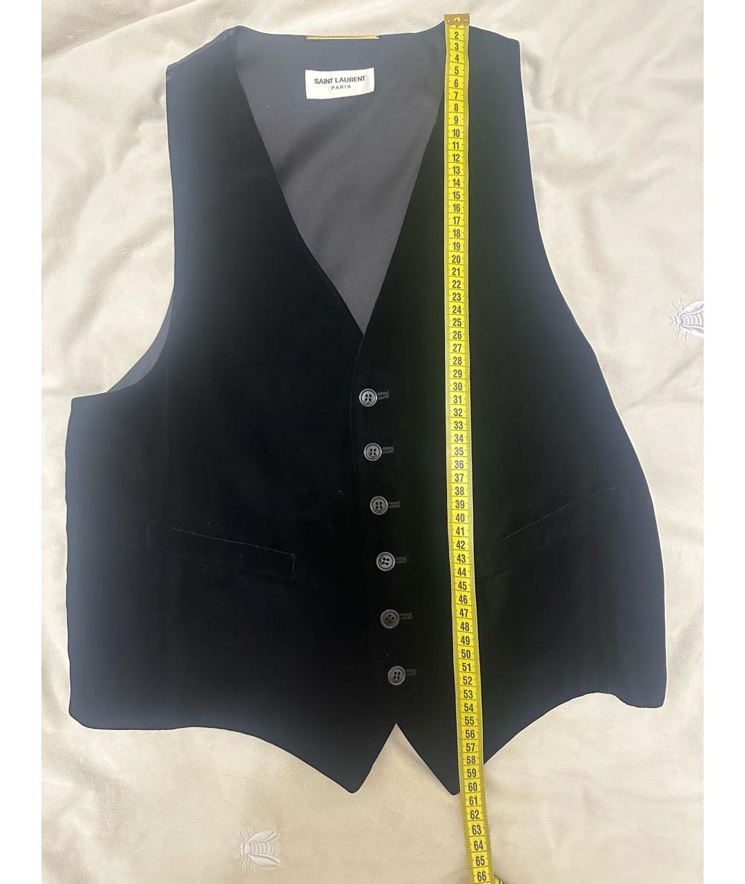 SAINT LAURENT Черный бархатный жилет, фото 6